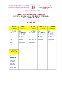 Planning des examens DIA 2024-1